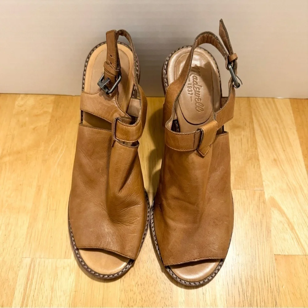 Madewell “Slyvain” Tan Leather Block Heel Sandals Size 9